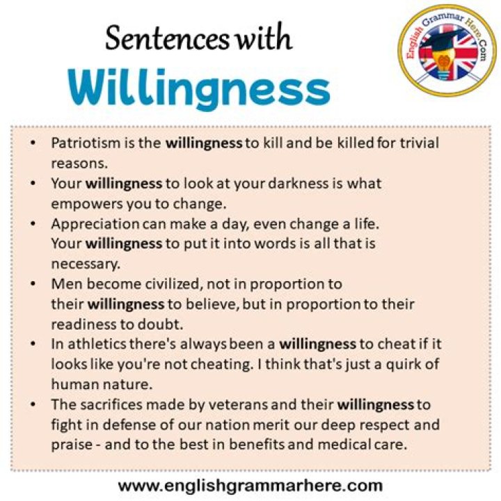 Can you use willingness in a sentence?