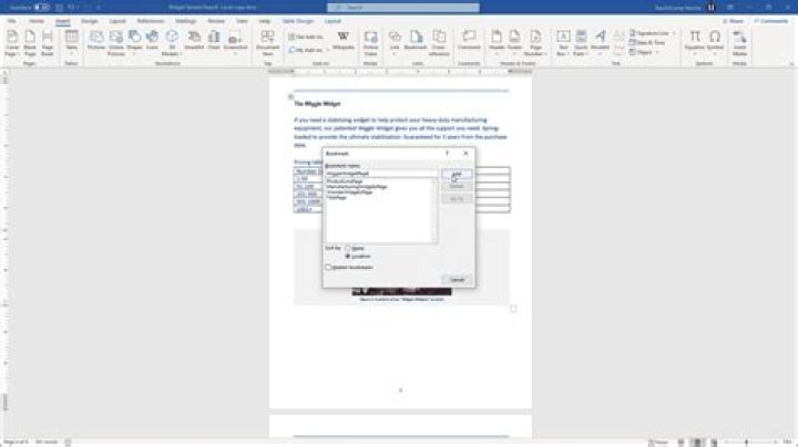 How to bookmark field in word?