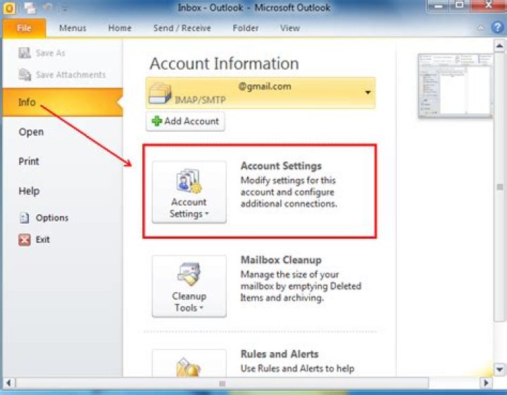 Were is settings in outlook?