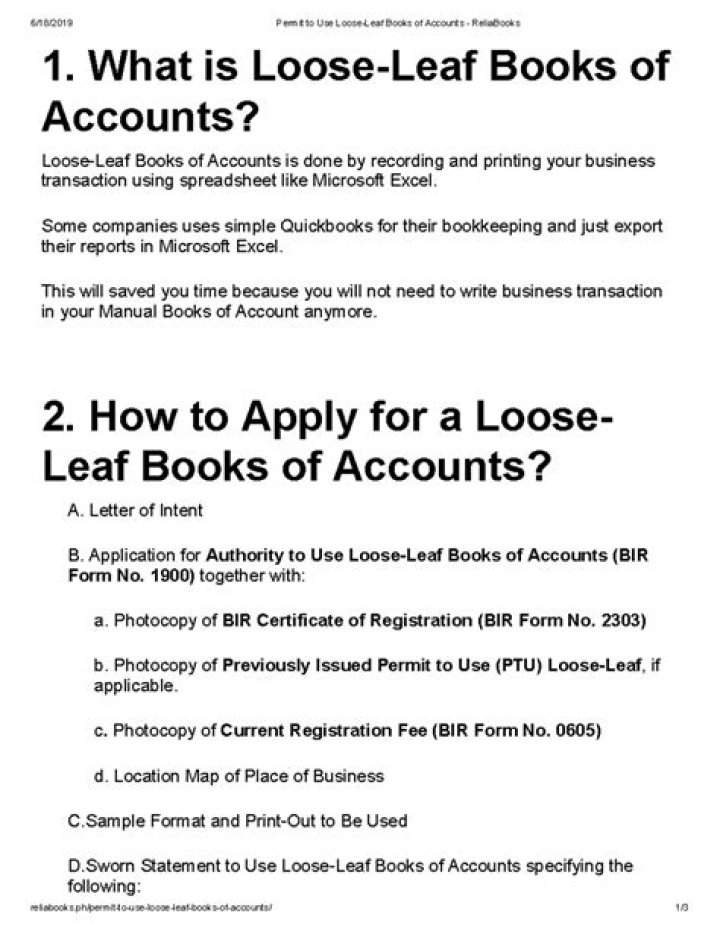 What is loose leaf books of accounts?