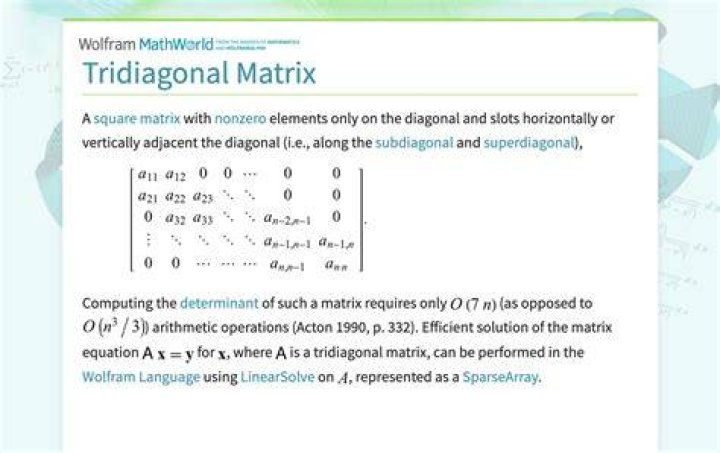 What is tridiagonal matrix?