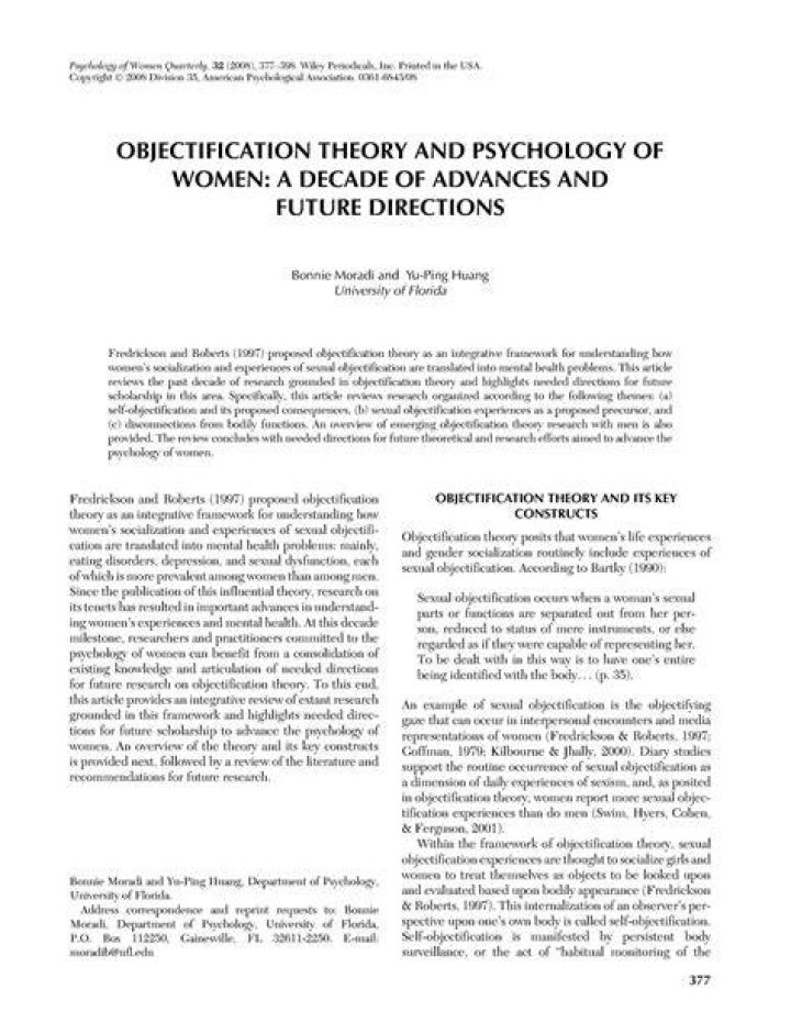 Who developed objectification theory?