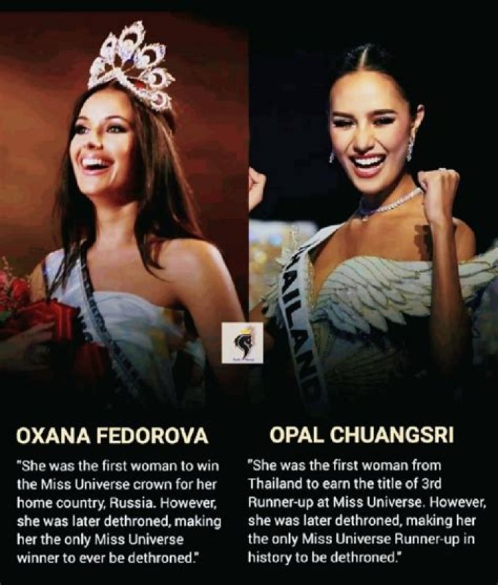 Why was oxana miss universe dethroned?
